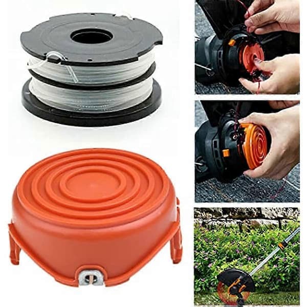 2 st Trimmerspole & Tråd + Spolskyddslock för Black & Decker GL675 GL680 GL685 GL686 GL687 GL690 Trimmers