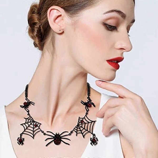 Halloween Tarantula Spindelvävs Halsband Kristall