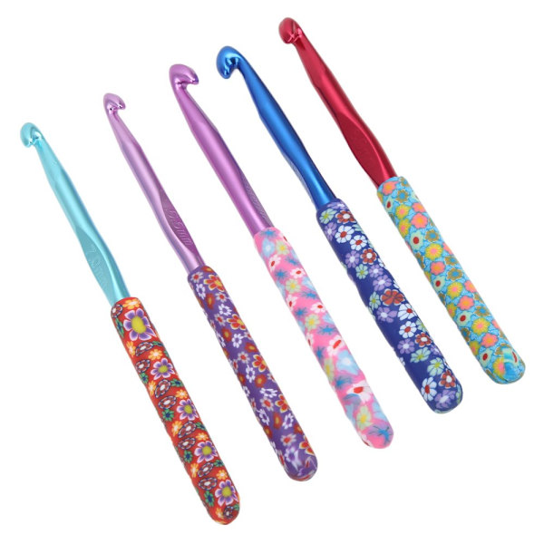5 Pcs Crochet Hooks Ergonomic Design Soft Handle Sturdy Durable Glossy Easy Identification Common Crochet Hook