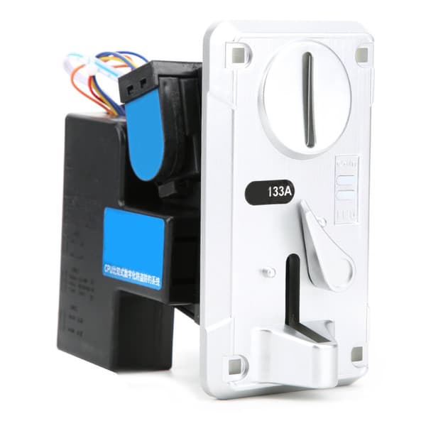 Coin Acceptor with LED Light and Flip Cover for Game Machine - Silver
