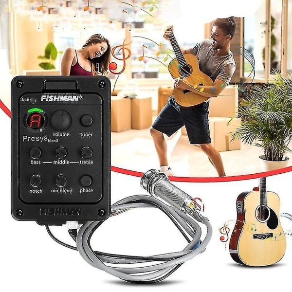 Fishman 4-bånds 301 EQ-tuner Piezo-mikrofon forforsterker-blanding akustisk gitar pickup