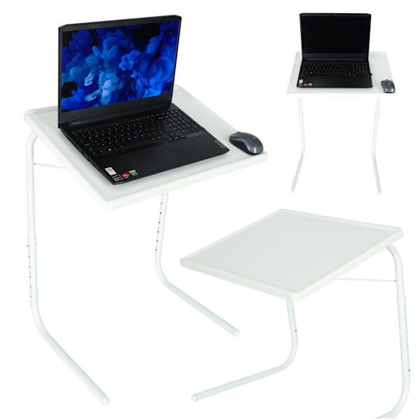 Foldable laptop table side table adjustable height/angle 52x40 cm white