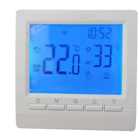 Smart Väggtermostat med LCD-display för golvvärme - Blå bakgrundsbelysning
