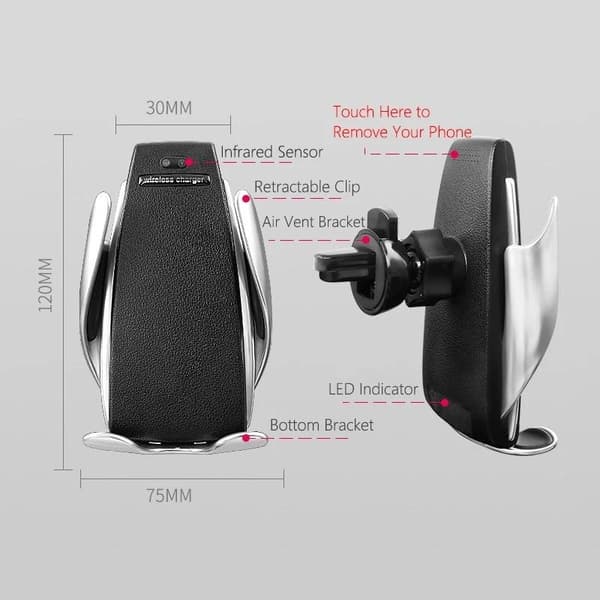 Wireless Qi charger car holder 10W with Automatic locking