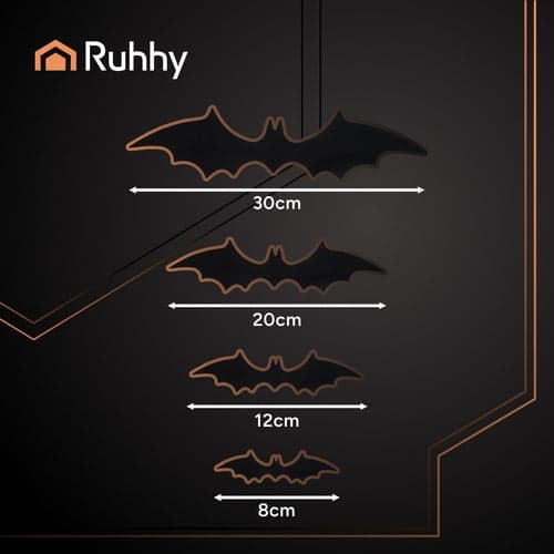 3D bat stickers 56-pack black PVC with double-sided tape