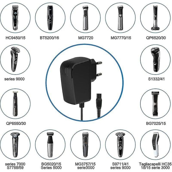 Vaihto 15v Partakoneen Laturi Philips Hq8505 Trimmerille 1000 3000 5000 7000 9000 Sarjoille Qp6650 Qp6550 Qp6620 Qp6510 Qp6520 Sähköinen Parranleikkurin Virtajohto