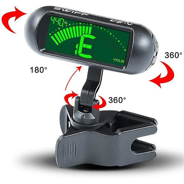 Professionel Violin Stemmer - Bærbar Digital Elektronisk Stemmer - Mini Elektronisk Skærm Display Klips-På Stemmer til Violin Viola Cello