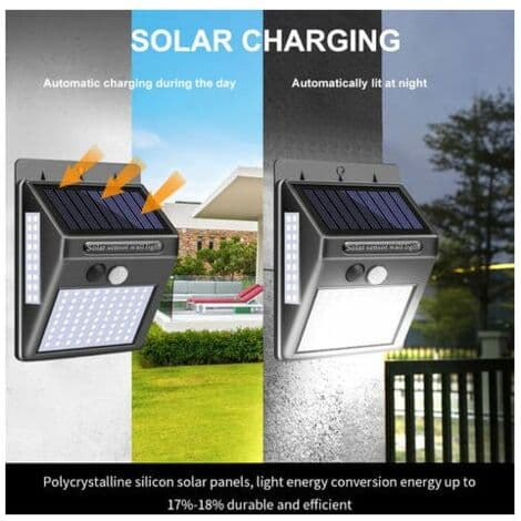 100LED Solar Vegglampe, Vanntett IP65, Energibesparende Sensorlampe