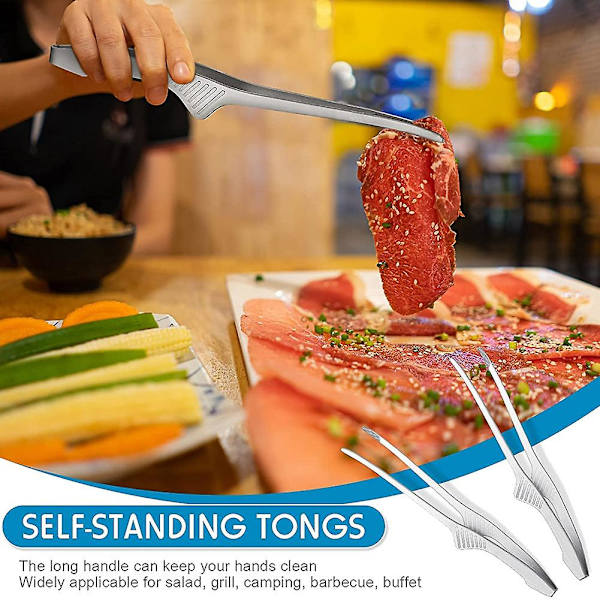 Koreanska och Japanska BBQ-Tänger - Stående Grilltänger Halksäkra Matlagningsredskap Rostfritt Stål Tänger