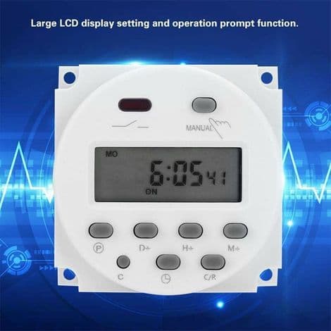 12V Mini LCD Digital Strøm Ukentlig Timer Relébryter Digital Timer Strømtimerkontroll med Vanntett Deksel Hvit