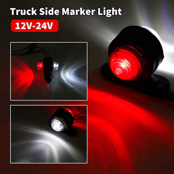 4-pack led sidomarkeringsljus, 12-24v vit röd dubbelsidig varningslampa, lastbilssläp parkeringsljus frigångsljus