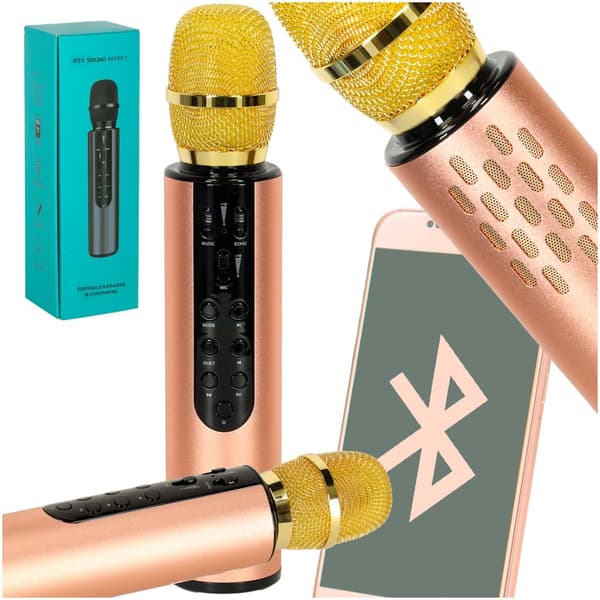 Langaton karaokemikrofoni Bluetooth kulta K3 kaiuttimella ja kaiulla