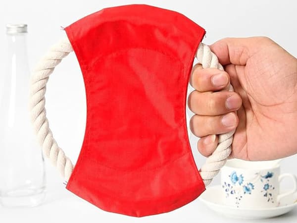 Hundleksak tugg-dragrep frisbee-skiva