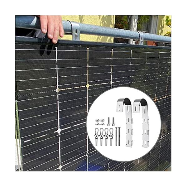 2 stk. Solpanel Monteringsbeslag - Solpanel Monteringskroge til Balkonrækværk, Solpanel Ho