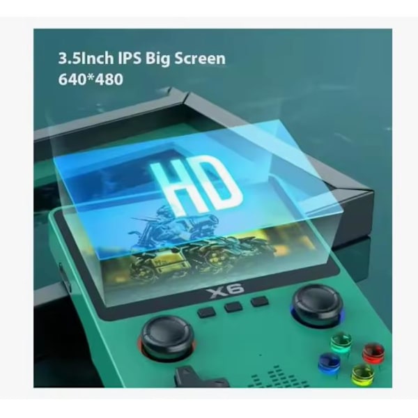 X6 3.5 Tommers IPS Skjerm Håndholdt Spillkonsoll Dobbel Joystick 11 Emulator GBA/PS1 Videospillkonsoll