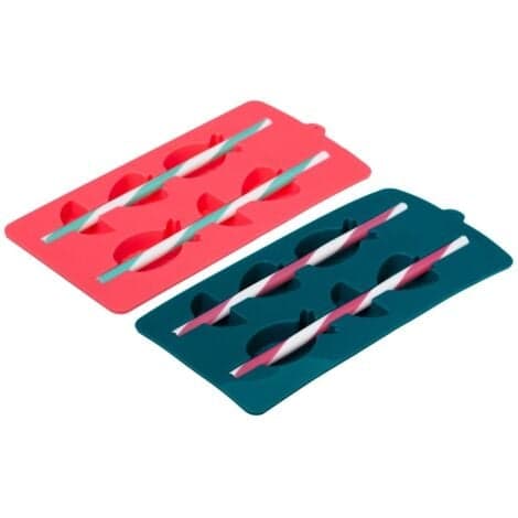Silikoniset jäätelömuotit, 21 x 10,5 cm, 2 kpl, kelta-sininen väri