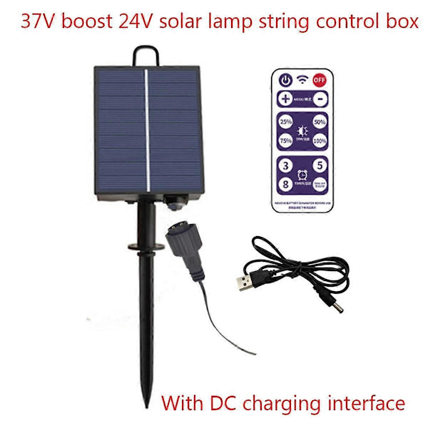 1200mAh Solpanel Kontrollbox Kit Litiumbatteri Panel för 3.7V 24V LED Slinga Strip Lampa DC Laddning