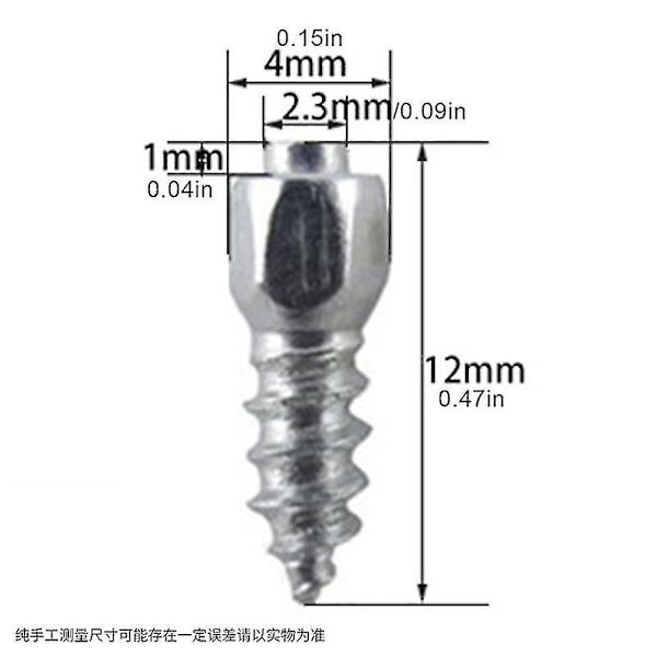 100 stk. 4x12mm Hjulmuttere Snøskrue Dekkpigger Anti-skli Pigger For Bil Motorsykkel Sykkel
