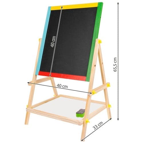 Double-sided magnetic children's drawing board with chalk & whiteboard 65.5 cm