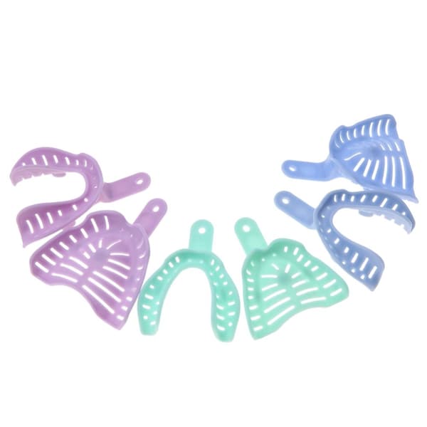 Plastic Dental Impression Trays - 6 Pcs Mixed Colors