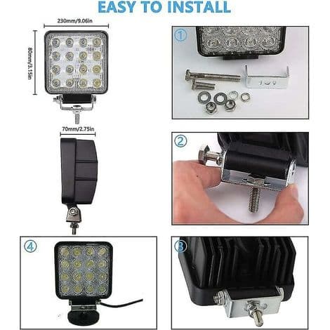 LED arbeidslys, 2-pakning 48W LED flomlysbar for terrengbil traktor