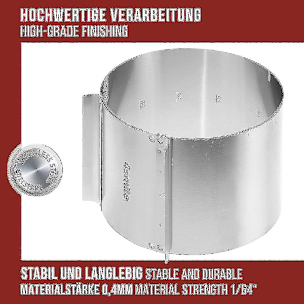 Justerbar Tårtring, Extra Hög, 15cm, Kraftig Bakring i Rostfritt Stål, Tårtring Med Noggrannhet