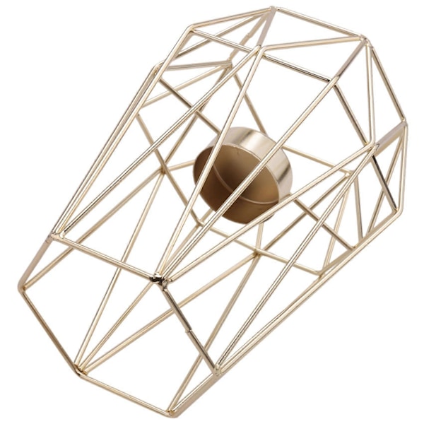 Set med 6 Gyllene Geometriska Metall Tealight Ljusstakar för Vardagsrum & Badrumsdekorationer