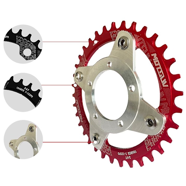 E-Cykel Vevarm 104BCD 32T Kedjekrans Adapter Kit för Mid Drive Motor BBS01 BBS02 Cykelkonverteringsdelar Svart