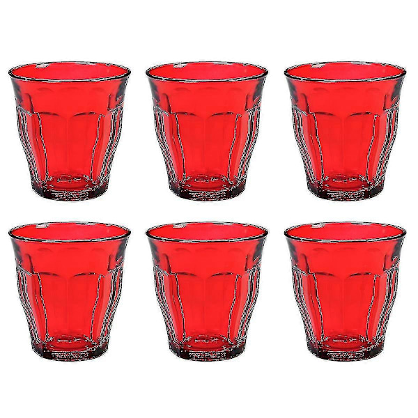 Duralex Picardie -väriset lasit, punainen, 6 kpl, 25 cl