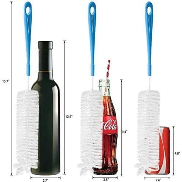 4 kpl monikäyttöinen pitkävartinen pulloharja olutpulloille, urheilupulloille, pilleille ja suuttimille