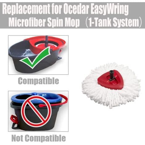 O-Cedar EasyWring mopphode erstatning – 4 mikrofiberpåfyll – Justerbart håndtak 30-58 tommer – Trekantet base
