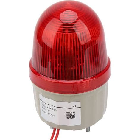 220V 3W LED Strobelys – Rød Blinkende Alarm – Enkel Boltmontering – 75mm Diameter