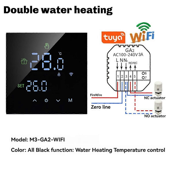 Tuya Smart WiFi Gulvvannvarme Veggkjele Varmetermostat Programmerbar Stemmekontroll Bakl