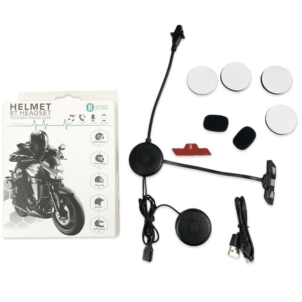 Motorcykelhjelm Headset Bluetooth 5.2 Sort