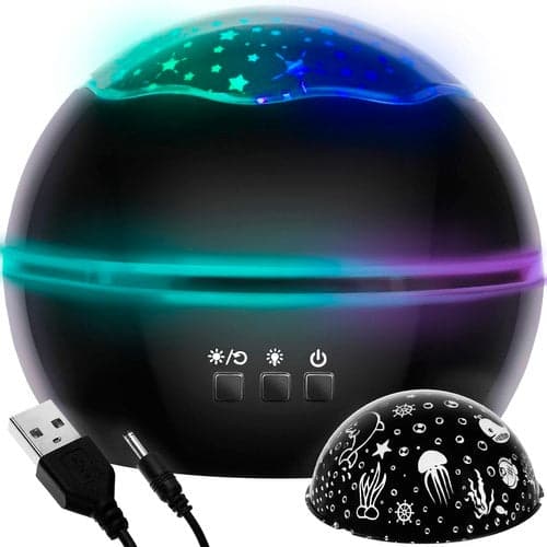 Night lamp projector starry sky/underwater world rotating black