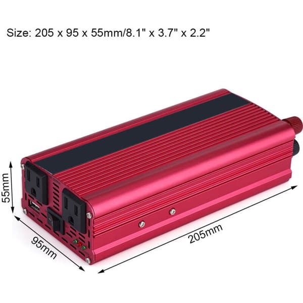 2000W Bilstrømomformer DC 12V til AC 110V, USB-laderadapter