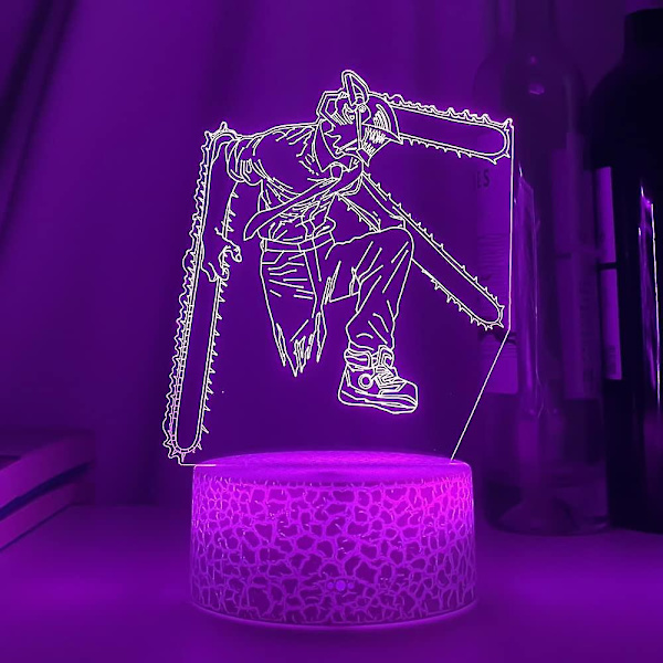 3D LED Lampe Anime Chainsaw Man Til Soveværelses Dekoration Natlys Børnefødselsdagsgave Manga Chainsaw Man LED Natlys Sengelampe