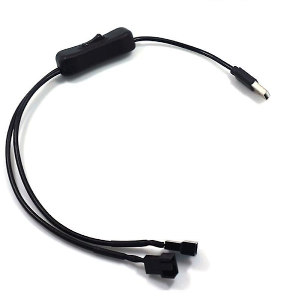 40 cm USB til 3-pins / 4-pins PWM 5V vifte strømforsyningskabel med av/på-bryter