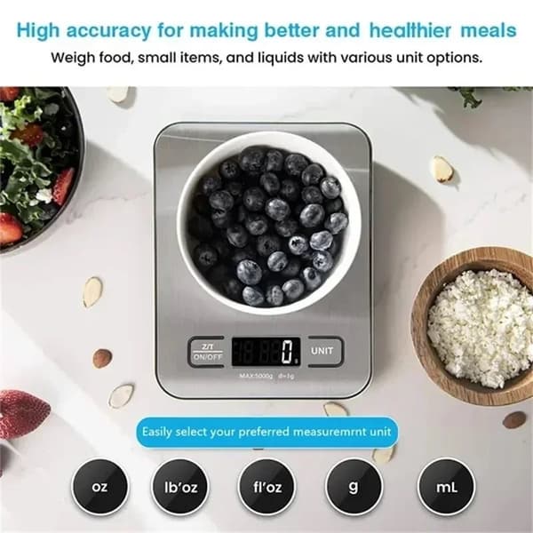 Kitchen Scale, Pocket Scale, Letter Scale Stainless Steel 1g-5kg White