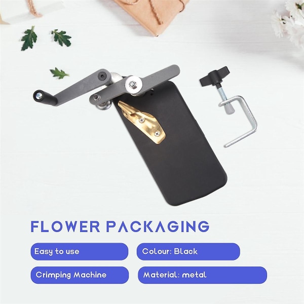 Blompressningsmaskin, vågpressande kräpppapper, spetsverktyg, blomförpackningar, floristtillbehör