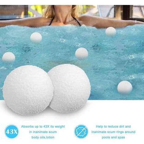Sæt med 4 genanvendelige olieabsorberende kugler til spabade, vaskbare olieabsorberende svampekugler til pools, jacuzzier, spabade og boblebade