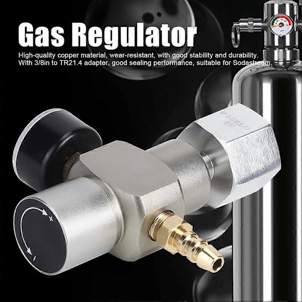 CO2 2-i-1 adapter Mini Soda CO2 gasregulator Manometer med 3/8\" til TR21.4 adapter til Sodastream