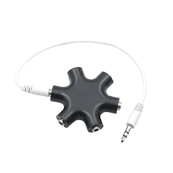 Mini Portable 1 till 5 3,5 mm plugg Stereo Audio Hörlursdelare Adapter för telefon