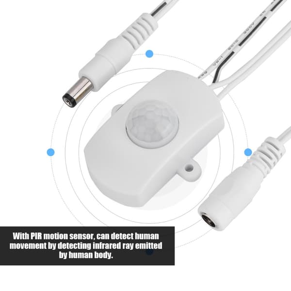 Mini PIR Infrarød Bevægelsessensor Switch til LED-strip - Hvid, 5A, DC 6-24V