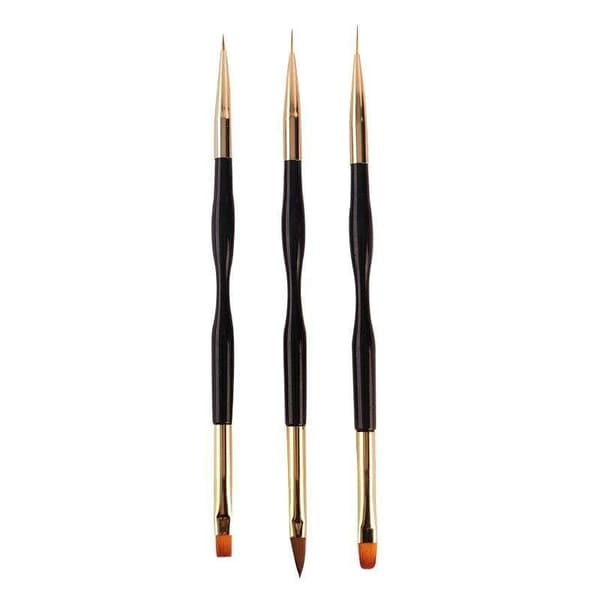 Luxury Nail Art Set - 3 Double-Sided Acrylic/UV Brushes Dotting