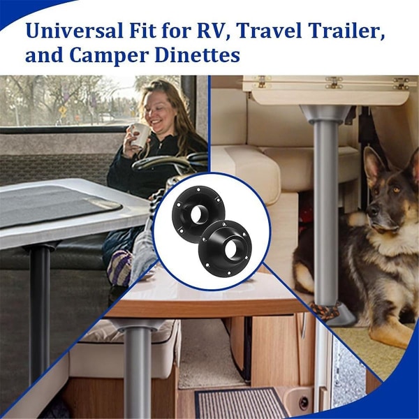2-pakks RV-bordbase, RV-pedestalbordbaseflens, bordbeinfeste for flushmontering, bordmonteringsplate for gulv