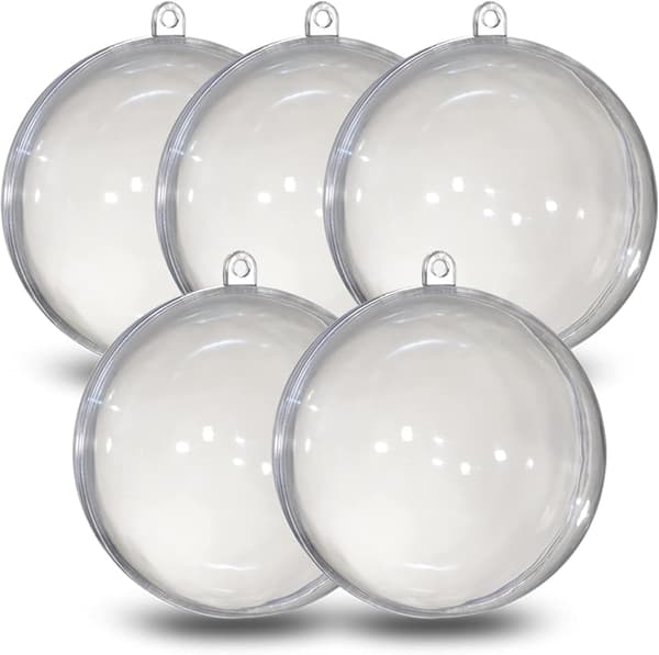 5 stk. transparente runde kuler 12 cm plastkuler hule kuler