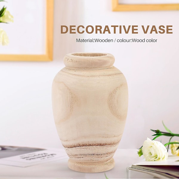 Trävas Dekoration Vardagsrumsbord Massivt Trä Blomflaska Ornament Heminredning
