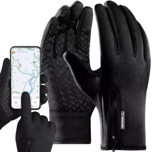 Touchscreen gloves waterproof windproof non-slip black M