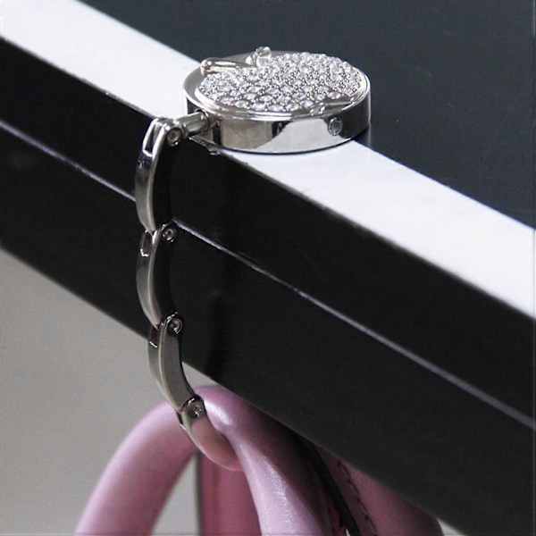 Vikbara väskkrokar Handväska Krok Handväska Krok Hängare med Mönster Bling Rhinestone Väskhållare för Bord Skrivbord